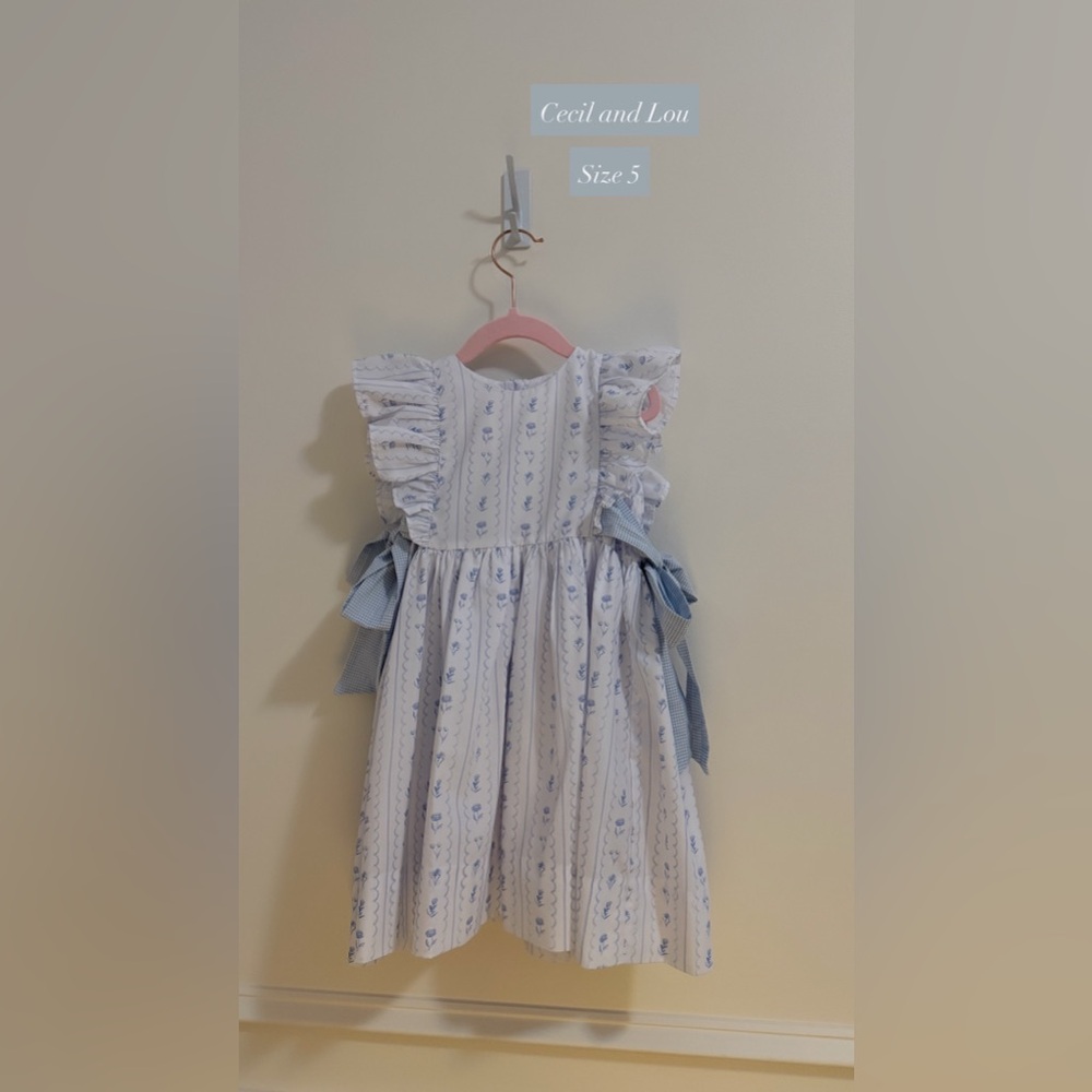 Cecil and Lou Blue and White Kids Dress